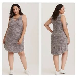 Torrid Gray Lace Up Sleeveless Dress Size 10